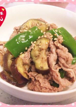 簡単♡牛肉と茄子とピーマンのポン酢炒め-レシピのメイン写真