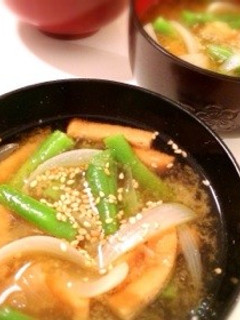 たっぷりいんげんのお味噌汁-レシピのメイン写真