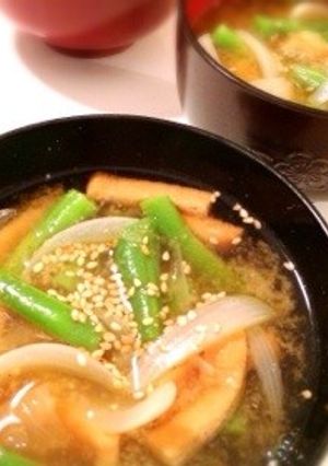 たっぷりいんげんのお味噌汁-レシピのメイン写真