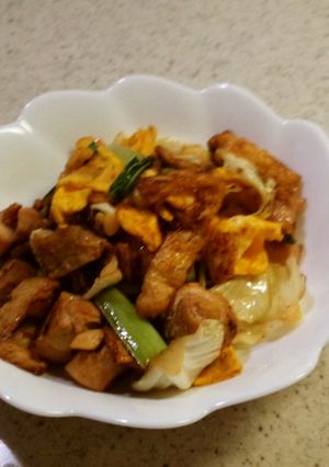 ご飯が進む！青梗菜と鶏肉・油揚げの旨炒め-レシピのメイン写真