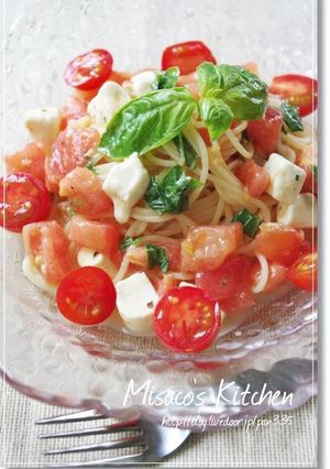 簡単！クリームチーズとトマトの冷製パスタ-レシピのメイン写真