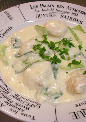 鶏つくねボールとチンゲン菜のクリーム煮-レシピのメイン写真