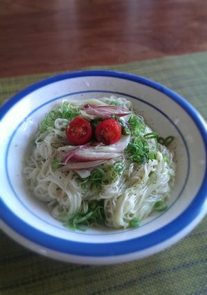 暑い日に簡単バジルジェノベーゼそうめん♪-レシピのメイン写真