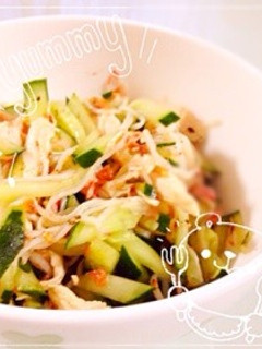 胡瓜とささみと梅の柚子ポンがけ☆彡-レシピのメイン写真