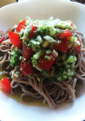 暑い日に！！洋風トマきゅうお蕎麦-レシピのメイン写真