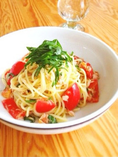 大葉ツナトマトの冷製パスタ。柚子胡椒風味-レシピのメイン写真