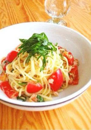 大葉ツナトマトの冷製パスタ。柚子胡椒風味-レシピのメイン写真