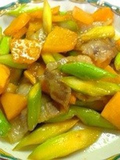 アスパラとカボチャの豚肉炒め-レシピのメイン写真