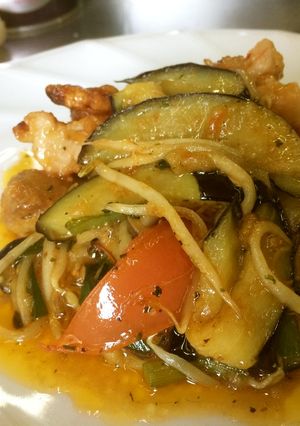 ★鶏唐揚げと季節野菜のかるい炒め★-レシピのメイン写真