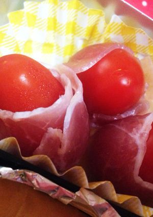 お弁当に！ミニトマトの生ハム巻き-レシピのメイン写真
