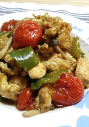 夏野菜と鶏肉のカレー風味炒め-レシピのメイン写真