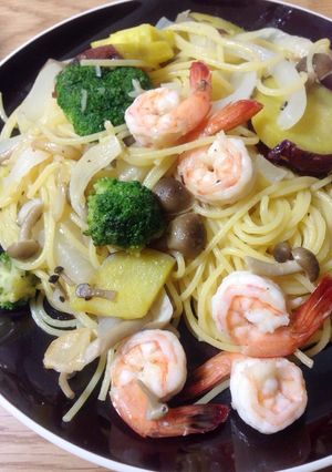 ☆海老と野菜のアーリオオーリオパスタ☆-レシピのメイン写真