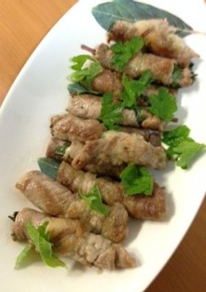 豚肩ロースの青じそ◎くるくる焼き-レシピのメイン写真