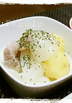圧力鍋で　豚モモ塊肉とポテトのスープ煮-レシピのメイン写真
