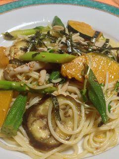 夏野菜たっぷり和風パスタ-レシピのメイン写真
