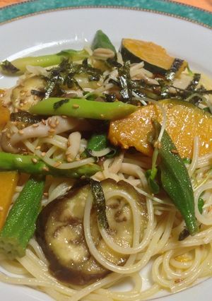 夏野菜たっぷり和風パスタ-レシピのメイン写真