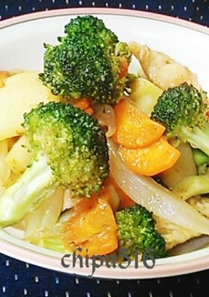 超簡単子供が喜ぶ鳥胸肉と野菜のカレー炒め-レシピのメイン写真