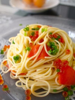 スモークサーモンといくらの親子冷製パスタ-レシピのメイン写真