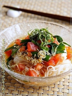 じゃこニラトマトだれのぶっかけそうめん-レシピのメイン写真