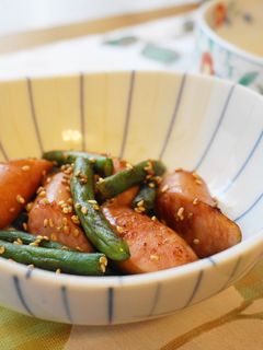 いんげんとウィンナーの醤油胡麻炒め-レシピのメイン写真