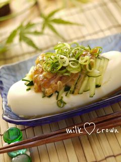 *なめ茸とキュウリの冷や奴*-レシピのメイン写真