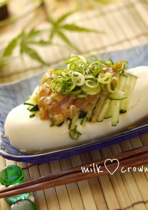 *なめ茸とキュウリの冷や奴*-レシピのメイン写真