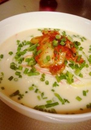 夏ランチに！豆乳豚キムチ冷やかけうどん風-レシピのメイン写真