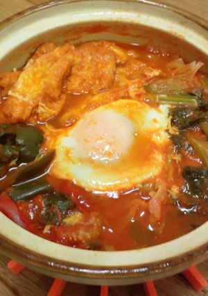 夏野菜のキムチ小鍋-レシピのメイン写真