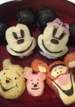 ミッキー＆ミニー＆プーさん キャラ弁-レシピのメイン写真