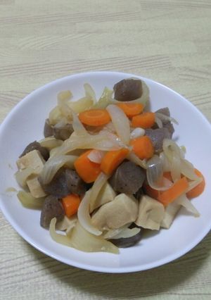 高野豆腐と蒟蒻の味噌煮-レシピのメイン写真