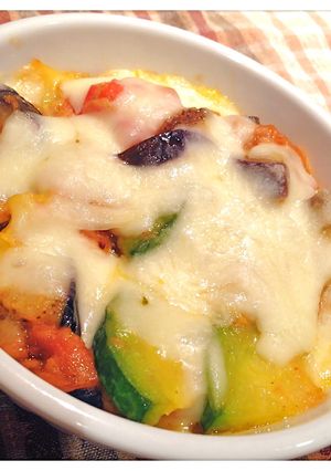 ナスと韓国カボチャのチーズ焼き-レシピのメイン写真