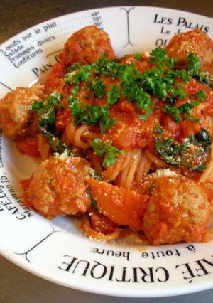 トマトソース味ミートボールパスタ-レシピのメイン写真