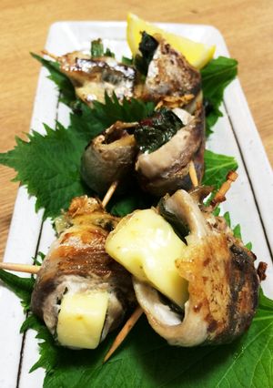 鯵マキマキ焼3種盛(法蓮草.チーズ.梅)-レシピのメイン写真