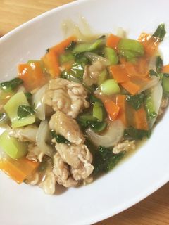 ちんげん菜と豚肉で中華炒め-レシピのメイン写真