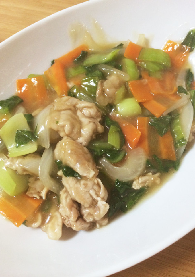 ちんげん菜と豚肉で中華炒め-レシピのメイン写真