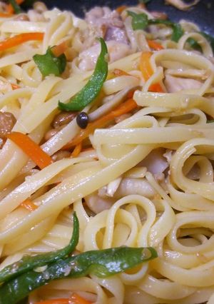鶏肉と野菜の納豆パスタ-レシピのメイン写真