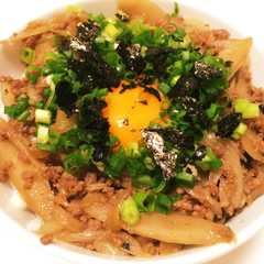 รูปของ ごぼうとひき肉の甘辛丼