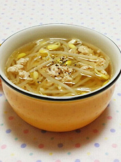 大豆もやしと鶏挽き肉のおかずスープ♪-レシピのメイン写真