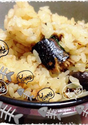 さんまの蒲焼き缶deなす入り炊き込みご飯-レシピのメイン写真