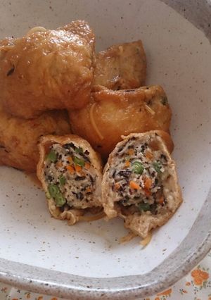 万能だれで鶏ひき肉の巾着煮-レシピのメイン写真