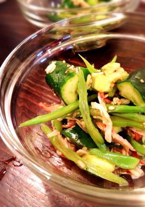 叩きキュウリといんげんの酢の物-レシピのメイン写真