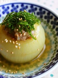新玉ねぎの肉詰めあんかけ-レシピのメイン写真