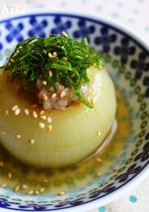 新玉ねぎの肉詰めあんかけ-レシピのメイン写真
