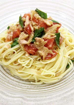 なめ茸トマトツナの冷製パスタ-レシピのメイン写真