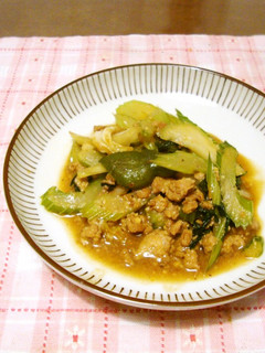 ひき肉とセロリの麻婆炒め-レシピのメイン写真