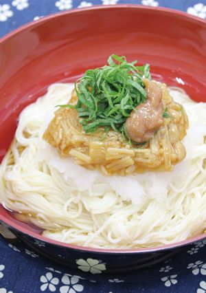 なめ茸のせ　ぶっかけそうめん-レシピのメイン写真