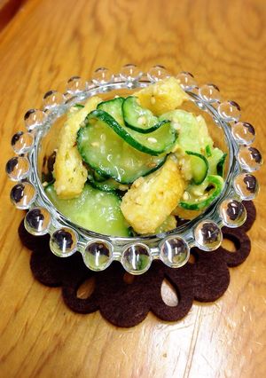 胡瓜とお揚げのほんの〜りからし酢みそ和え-レシピのメイン写真