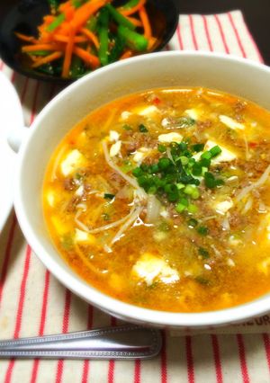 【話題入り】崩し豆腐のピリ辛スープ-レシピのメイン写真