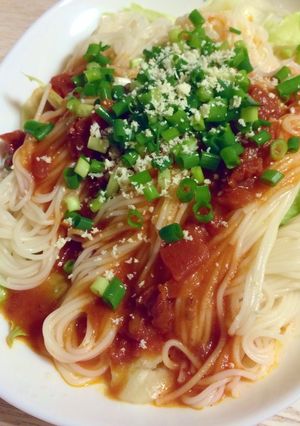 トマトクリームチーズ素麺-レシピのメイン写真