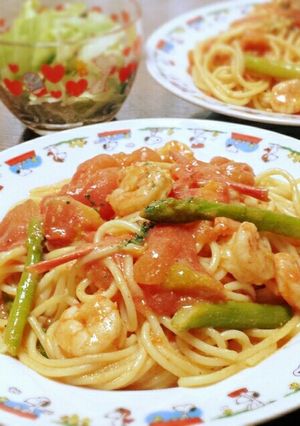 簡単!!エビとトマトのパスタ-レシピのメイン写真